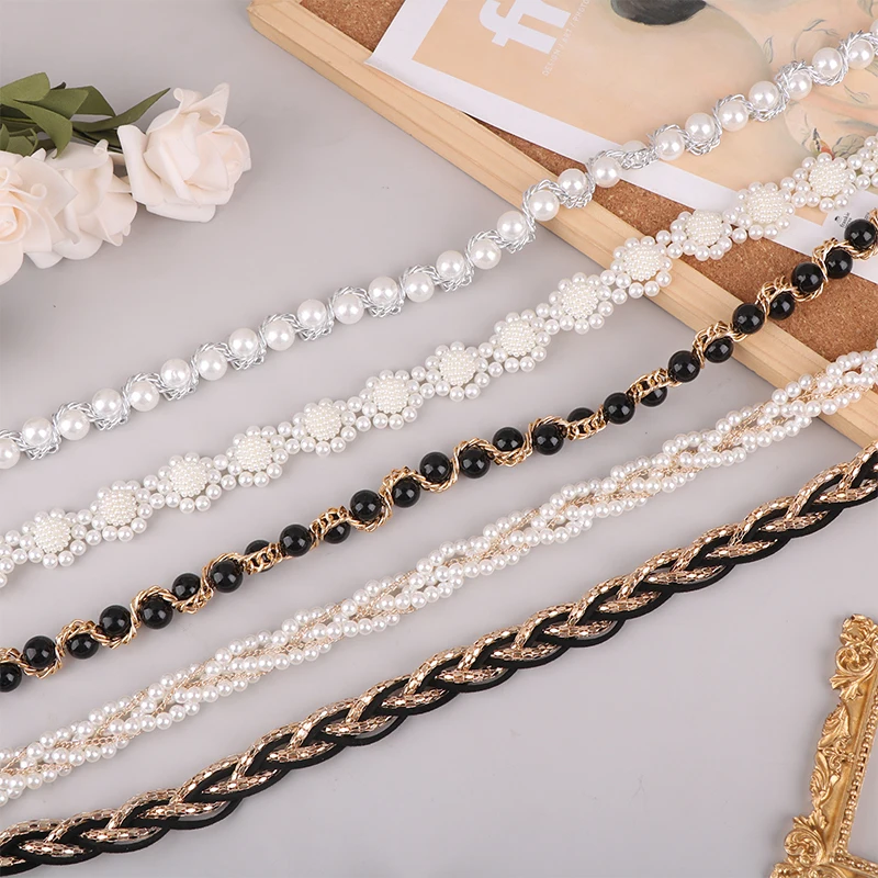 Elegant Women Pearl Belt Waist Chain Elastic Buckle Pearl Chain Belt Female Clothing Accessories