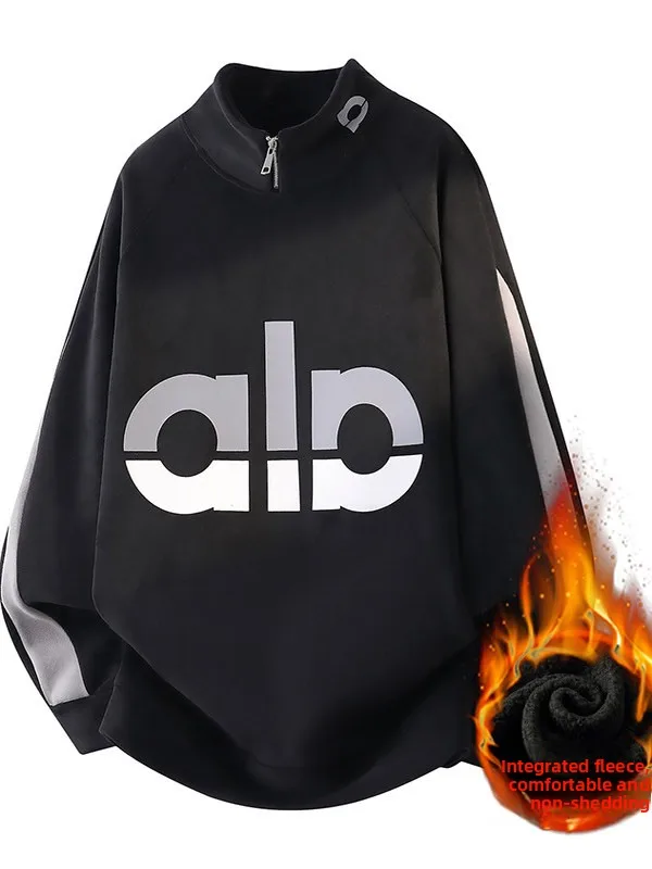 

Thiened Fce Casual Hoodie Men's Autumn Winter f High Collar Leisure Polyester Fiber Long Sve Sweatirt for Students