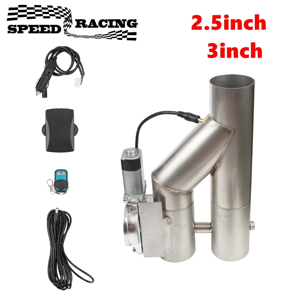 new 2.5inch/3inch Stainless Steel Double Valve Electric Exhaust Y Pipe Exhaust Cut Out Valve Kit