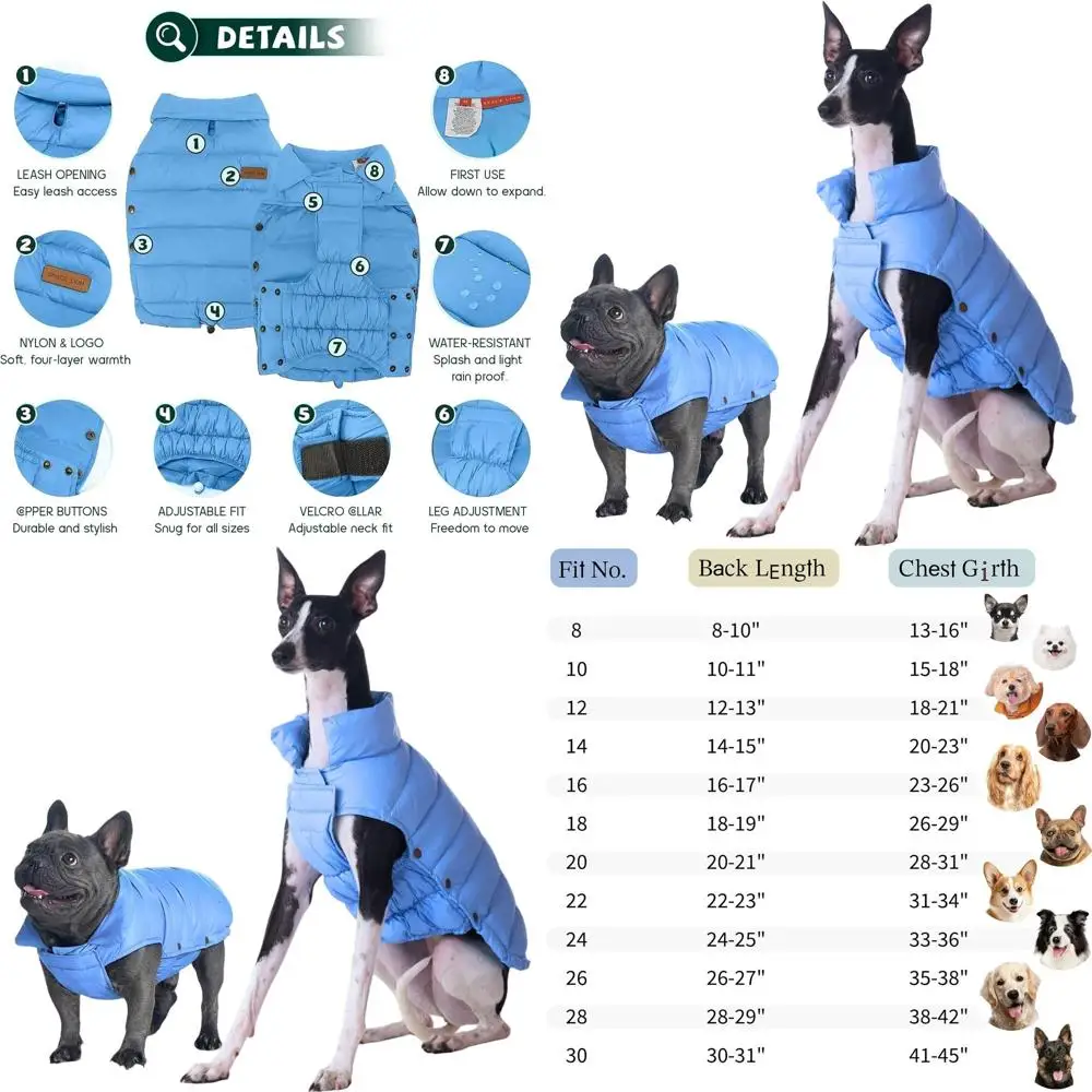 

Winter Dog Coat, Lightweight & Durable for Outdoors, Adjustable for Medium & Large Dogs, Suitable for Cold and Windy Weather, Al