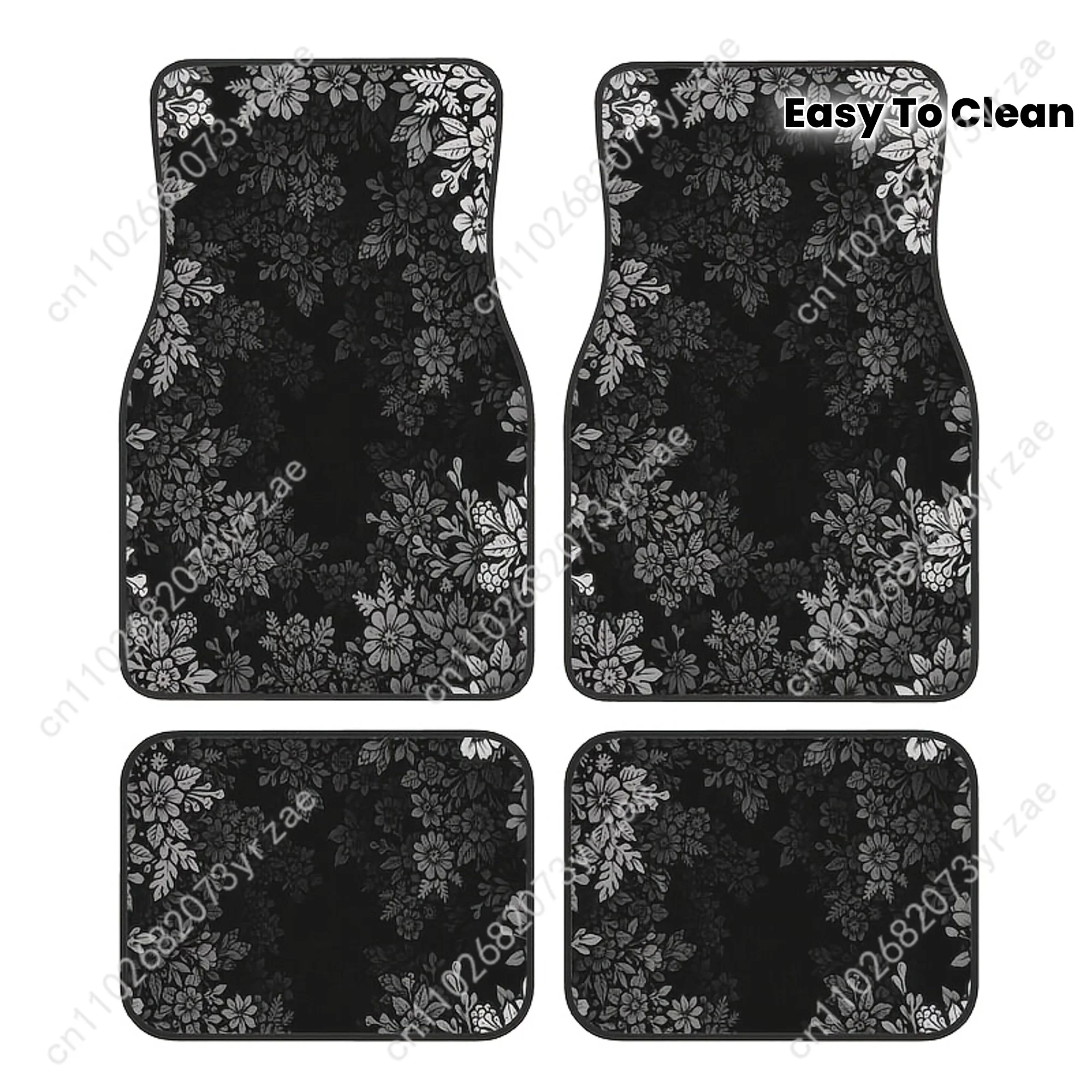 

Elegant Floral 4pcs Universal Car Floor Mats All-Season Fashionable Auto Interio Absorbent Non-Slip Washable Car Floor Mats