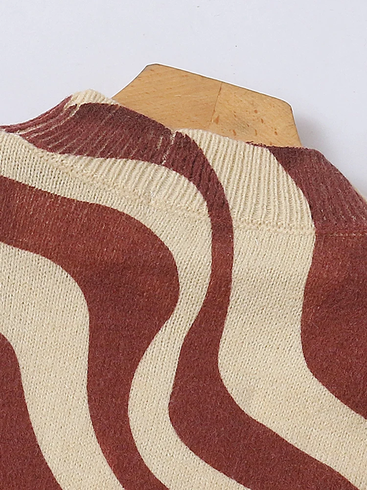 Collar Floral Knitted Dr Casual Long Sve Women's Overhead Sweater Dr Elastic Spring Autumn New Sle Warmth Heating