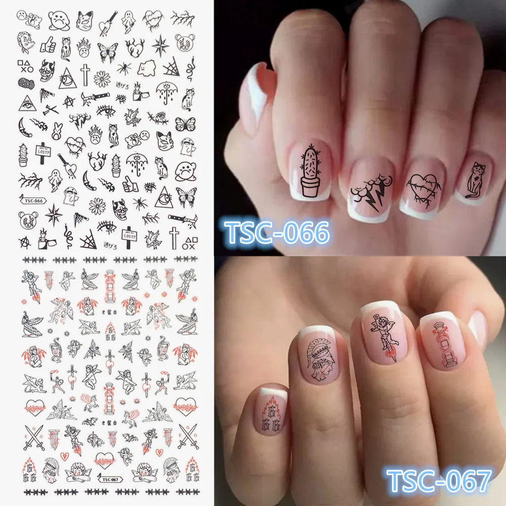 

Newest TSC-066-067 sad angel series 3d nail art sticker nail decal stamping export japan designs rhinestones