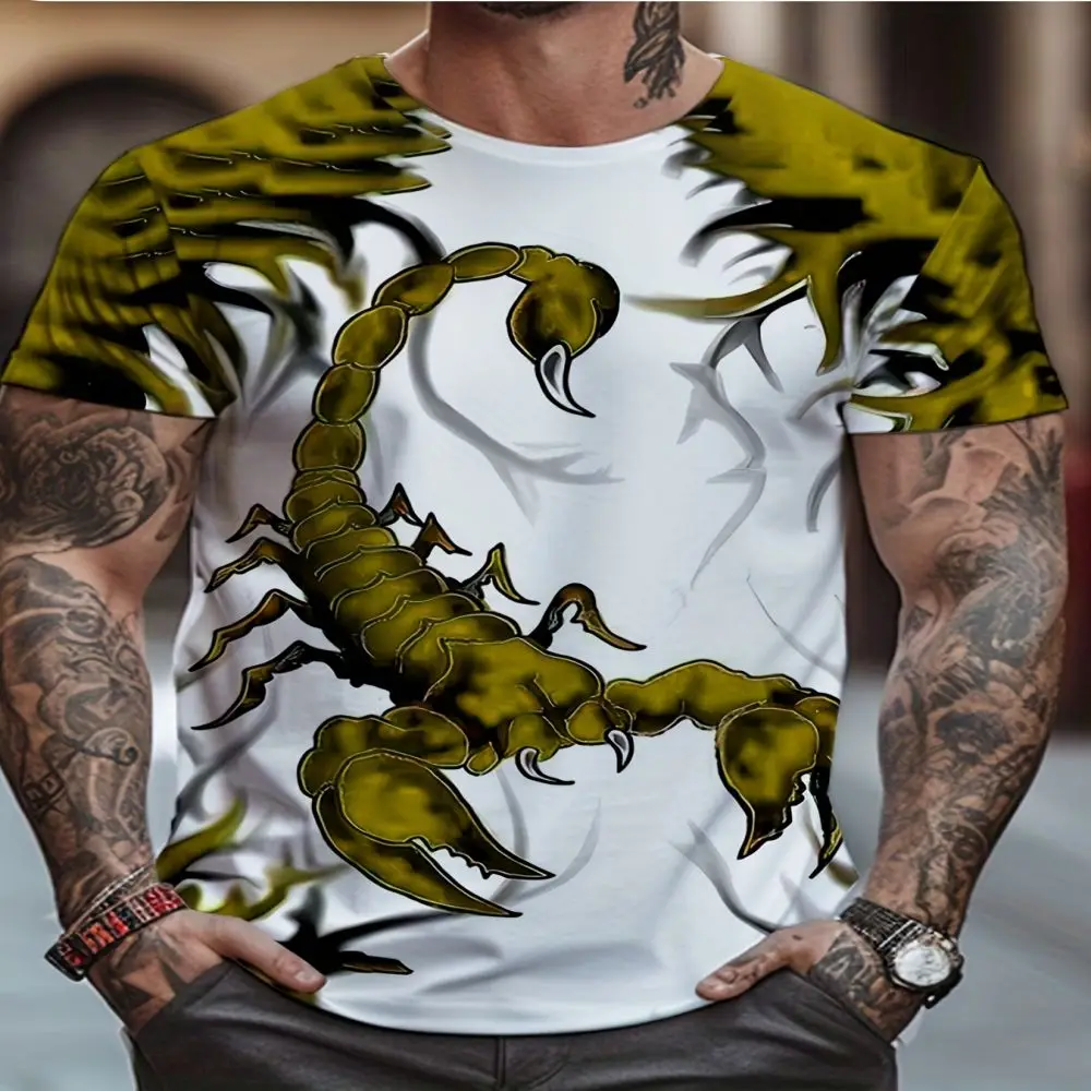 Novelty Men\'s T-Shirts Classic Animal Scorpion 3D Printed T-Shirts Short Sleeve Hip Hop T-Shirts Streetwear T-Shirts Oversized