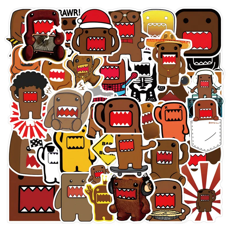 Domo Kun Stickers 50 Pieces Set Cartoon Anime Cute Scrapbooking Sticker Book Decor Waterproof