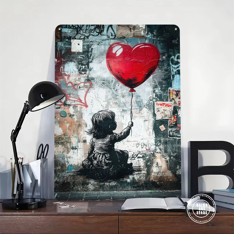 Broken Dreams Banksy Art Tinplate Posters Customizable Wall Art Retro Vintage Metal Signs for Home Room Bar Accessories Garden