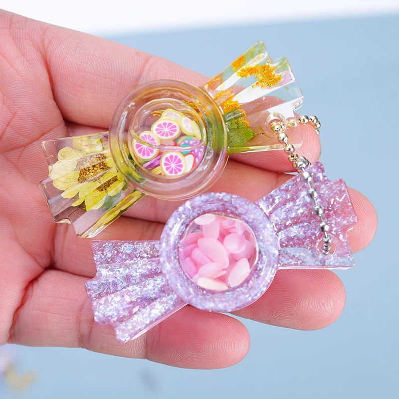 Cute Candy Resin Shaker Silicone Mold Kawaii Quicksand Oil Shaker Epoxy Moule Silicone Keychain Making DIY Epoxy Accessories