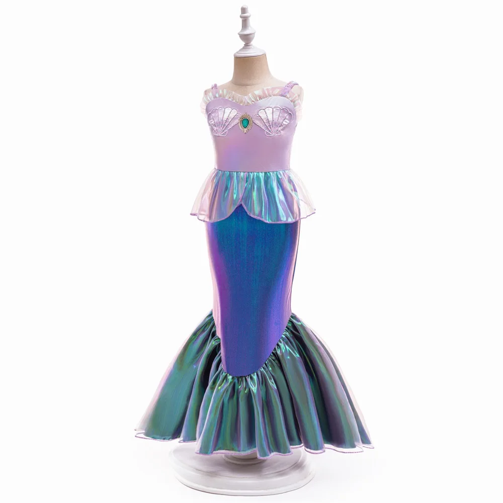 Mädchen Meerjungfrau Prinzessinnenkleider Kinder Cosplay Kostüm Geburtstags-Hochzeitskleid Für Mädchen Halloween Party Faschingskleider – Detail 3