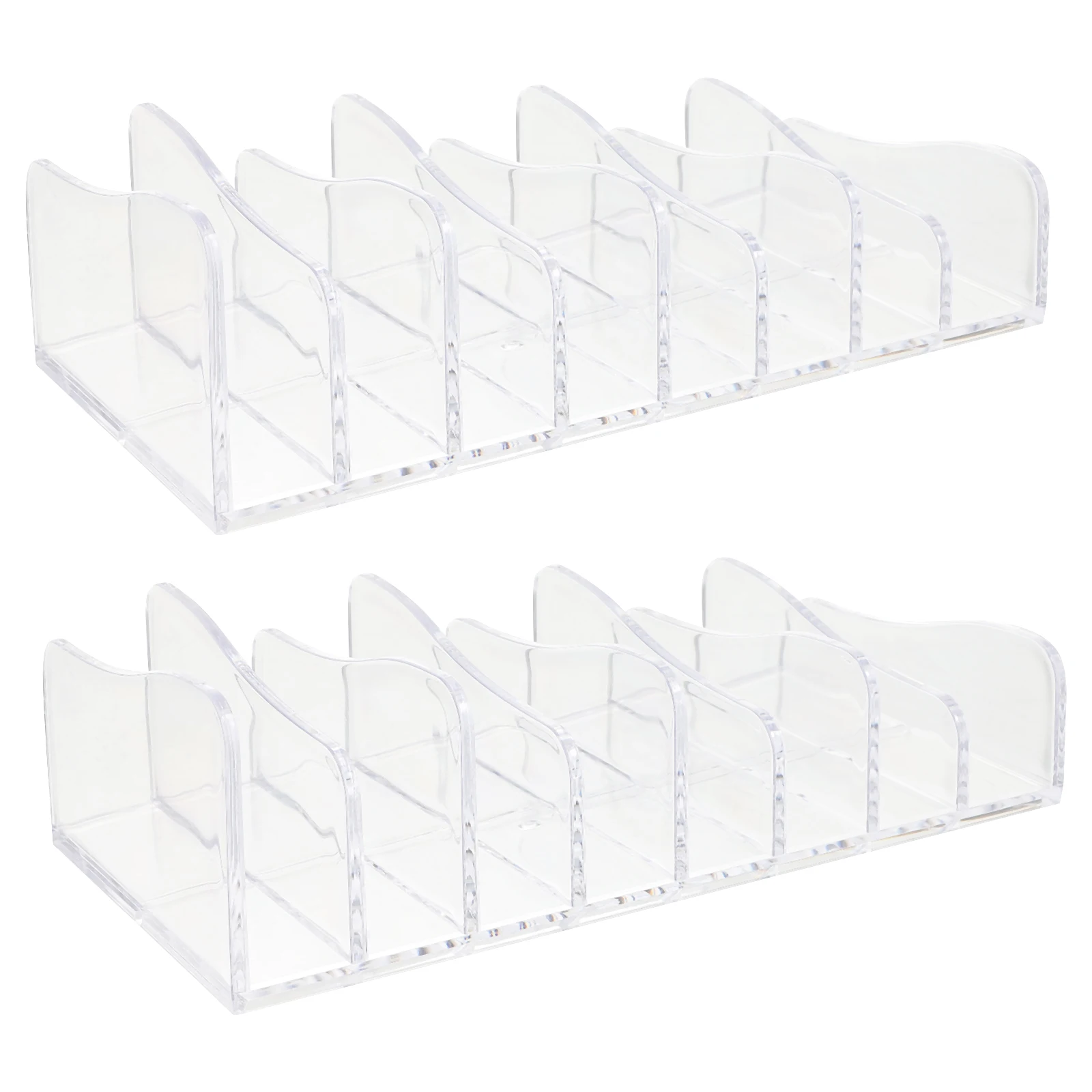 

2Pcs Cosmetics Organizer Clear 8-Section Divided Makeup Palettes Holder Eyshadow Palettes Display Stand