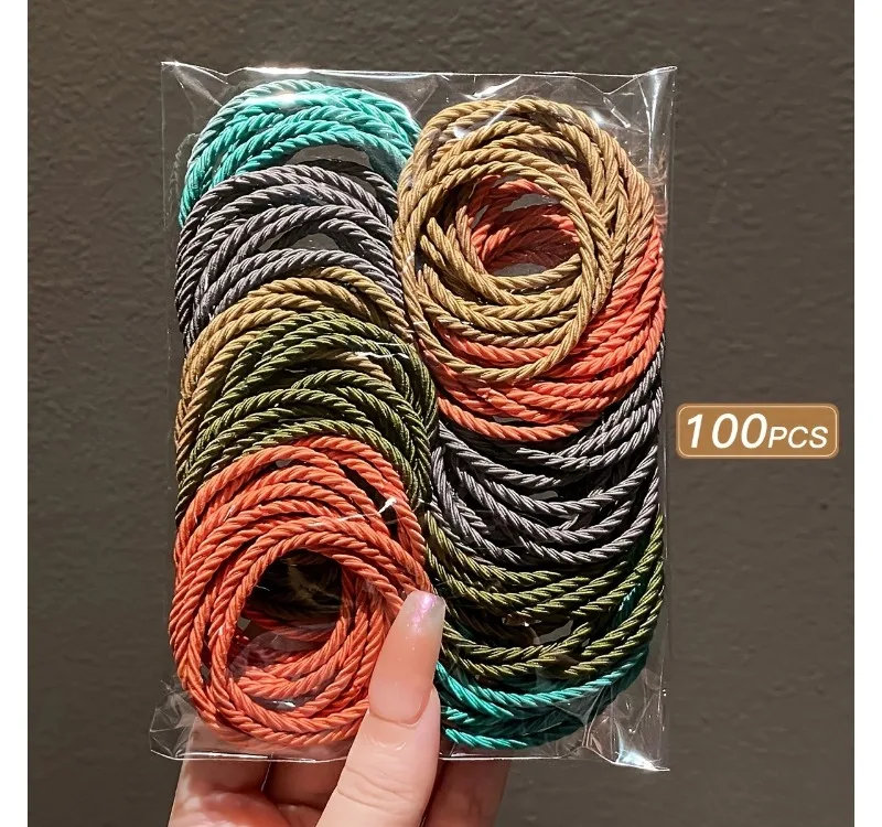 100/200pcs/lot Women Hair Bands Solid Color Elastic Rubber Band Hair Band Headband Scrunchie Hair Accessories for Girl Women