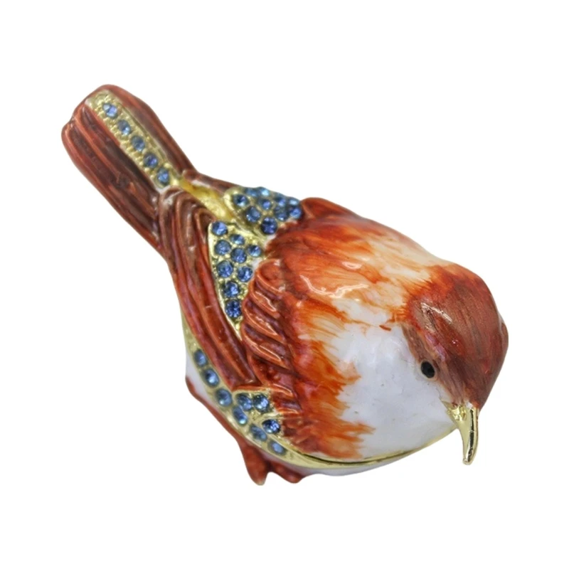 Fast Reach Lovely Sparrow Shaped Jewelry Box Enamel Case for Stylish Accessory Organization