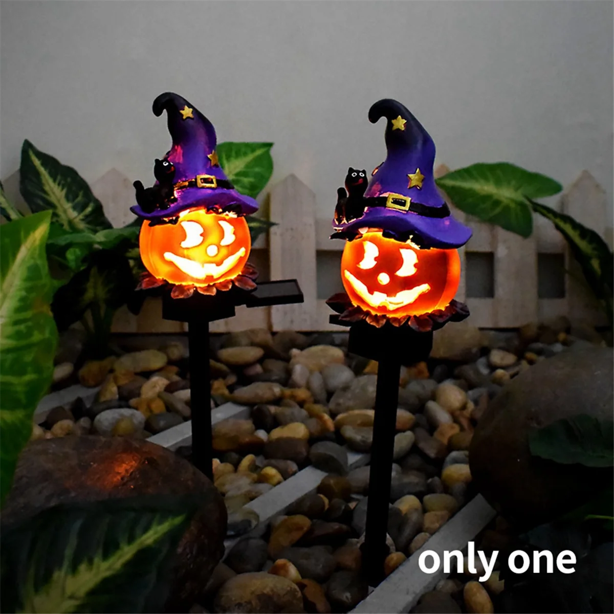 Solar Pumpkin Lantern Halloween Outdoor Light Atmosphere Light Waterproof Resin Light Suitable for Courtyard GardenJAS