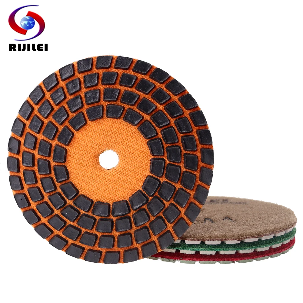 

4 Step 4Inch Dry Polishing Pad For Granite Marble 10PCS Super Sharp Wall Diamond Sanding Disc For Sintered Stone