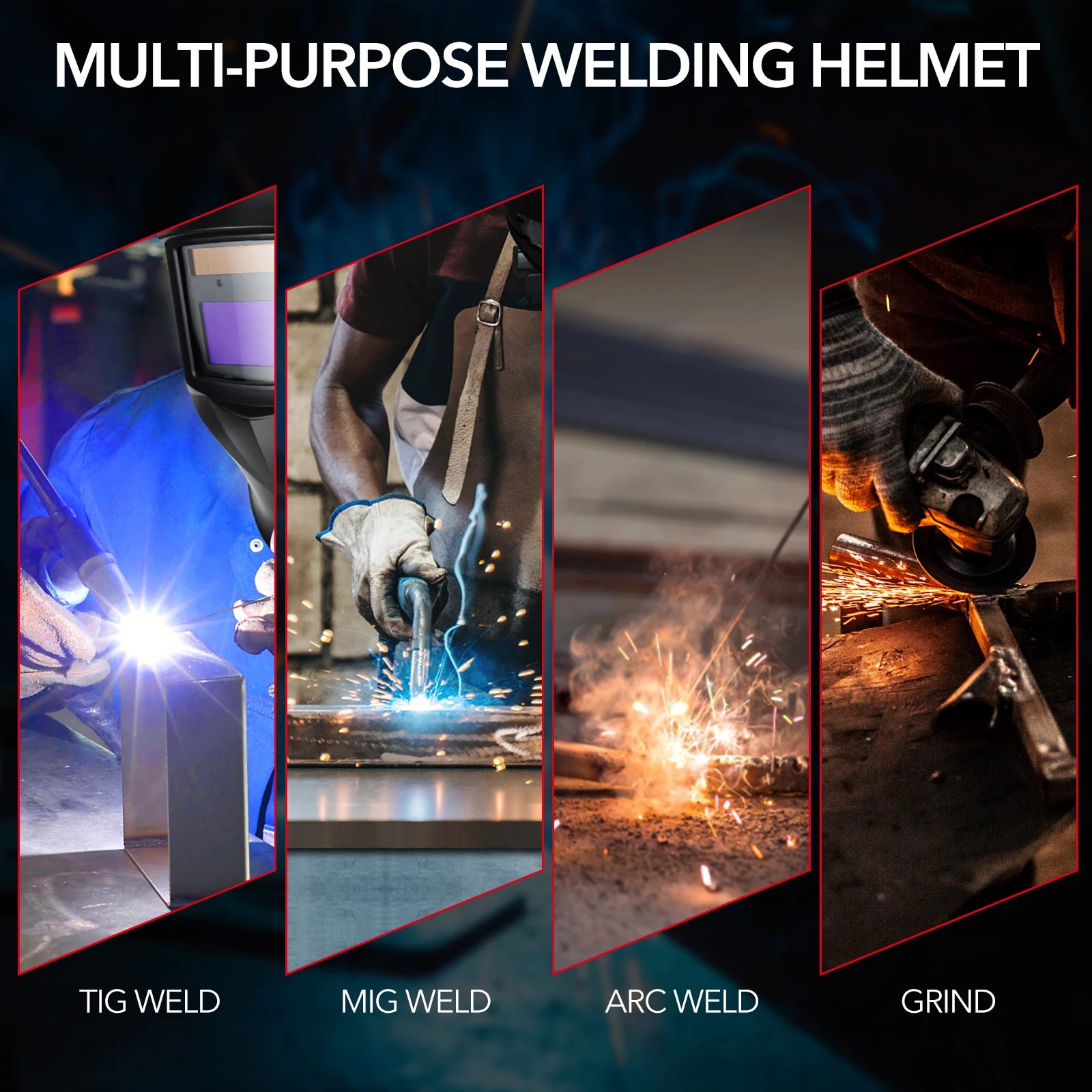 Auto Darkening Welding Helmet with Light True Color Welding Mask Wide Shade 4/9-13 with Grinding Cut for MIG TIG ARC