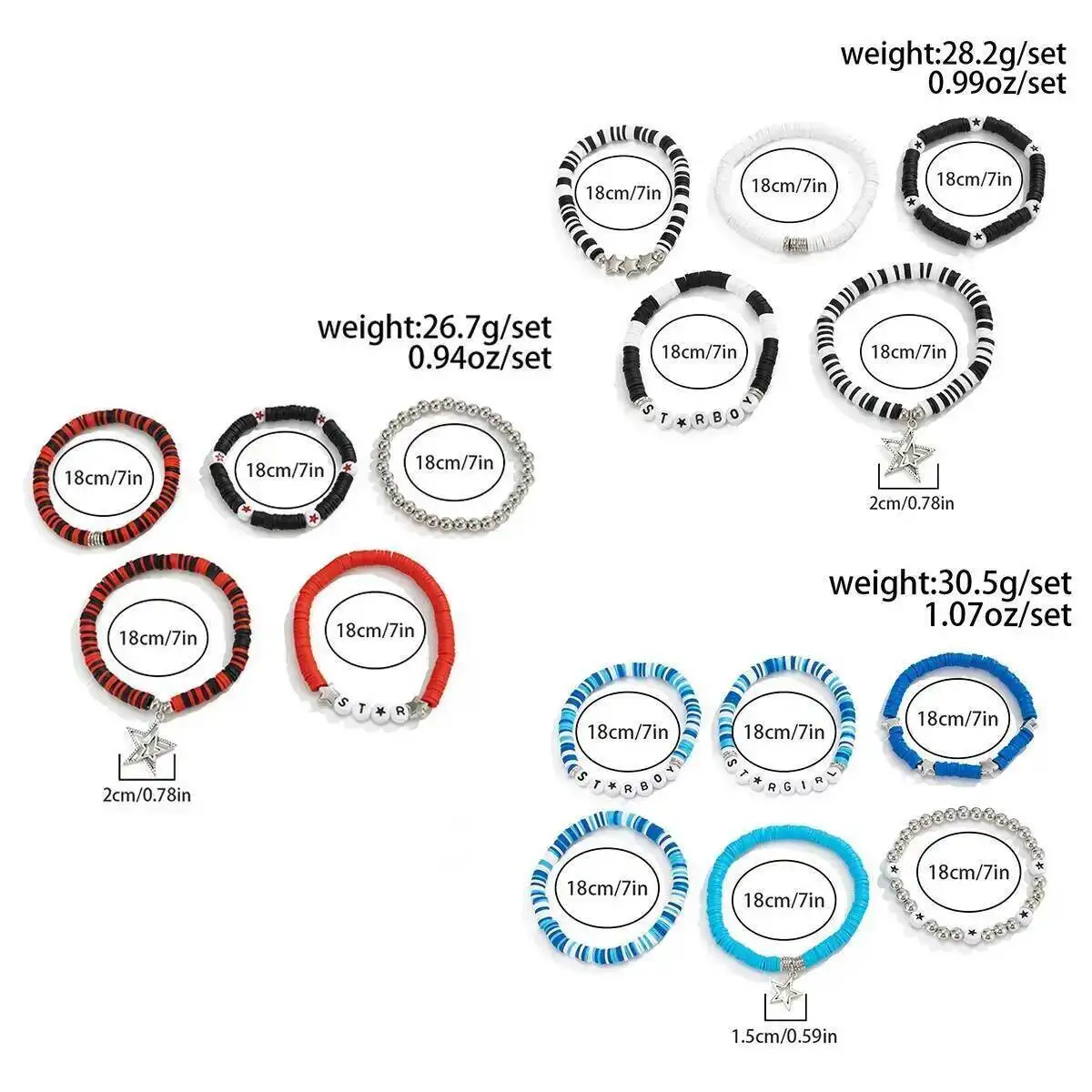 IngeSight.Z 3가지 스타일 고스 소프트 세라믹 스택형 탄성 체인 팔찌 여성용 빈티지 참 뱅글 커플 주얼리 선물