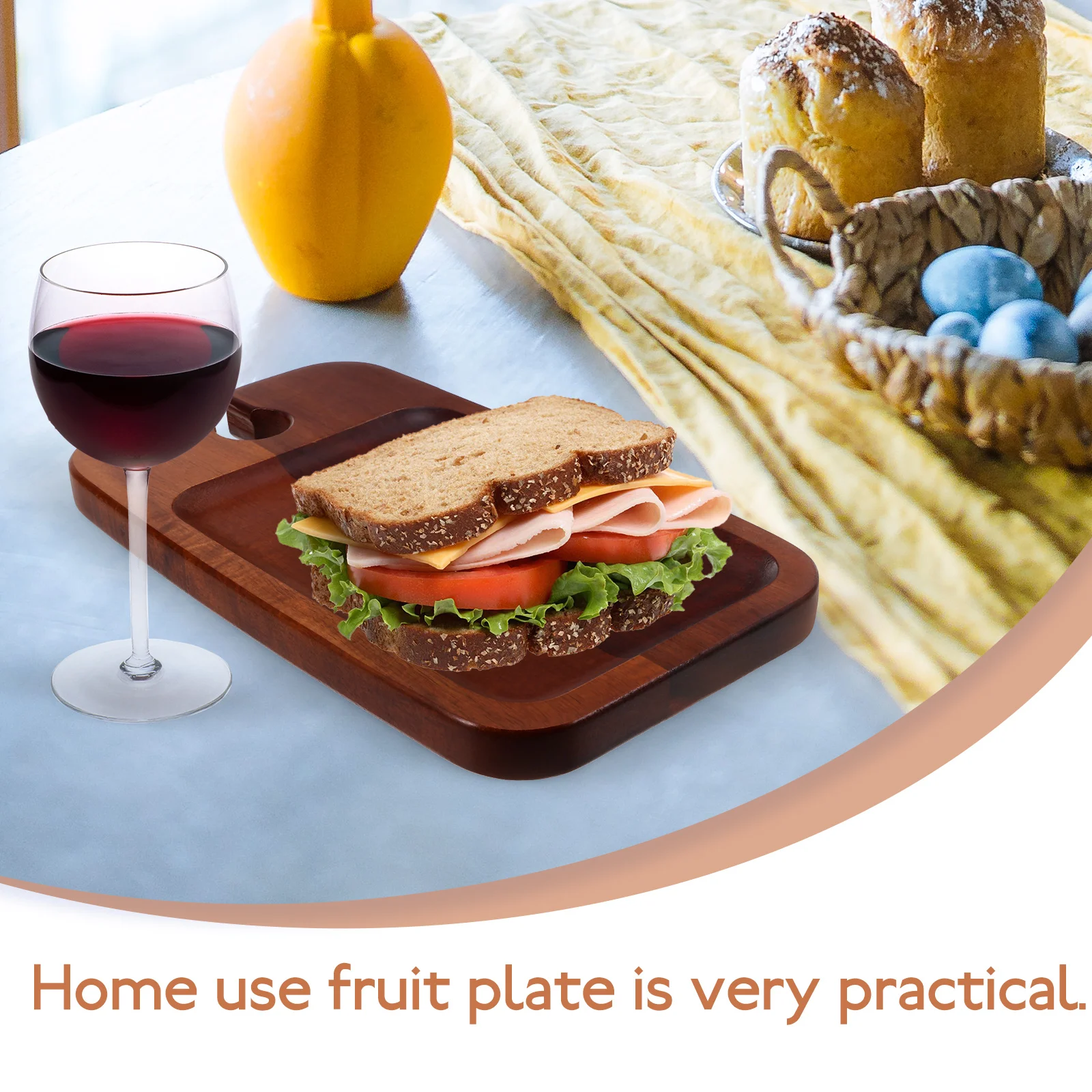 

Wooden Tea Tray Tabletop Serving Boards Glasses Holder Rustic Snacks Wine Trays Dessert Dish Dried Fruit Plate Wood Fruit Plate