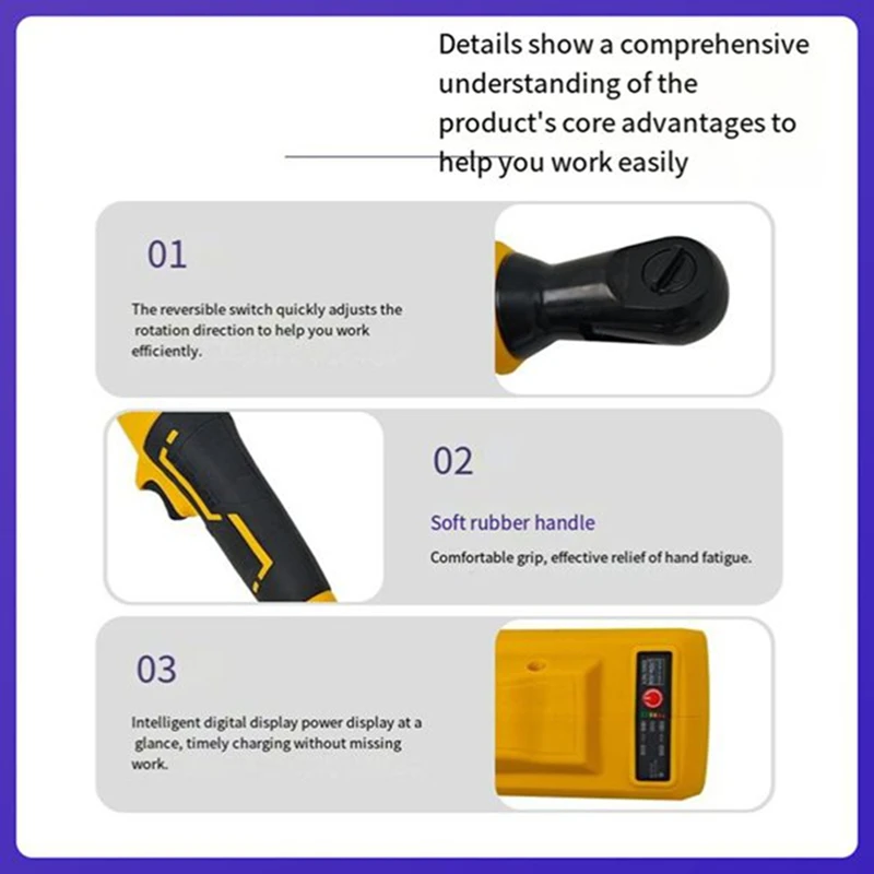 Brushless Electric Ratchet Wrench Cordless Driver 3/8In Impact Removal Screw Nut Power Tools For Dewalt 18V 20V Battery image 4