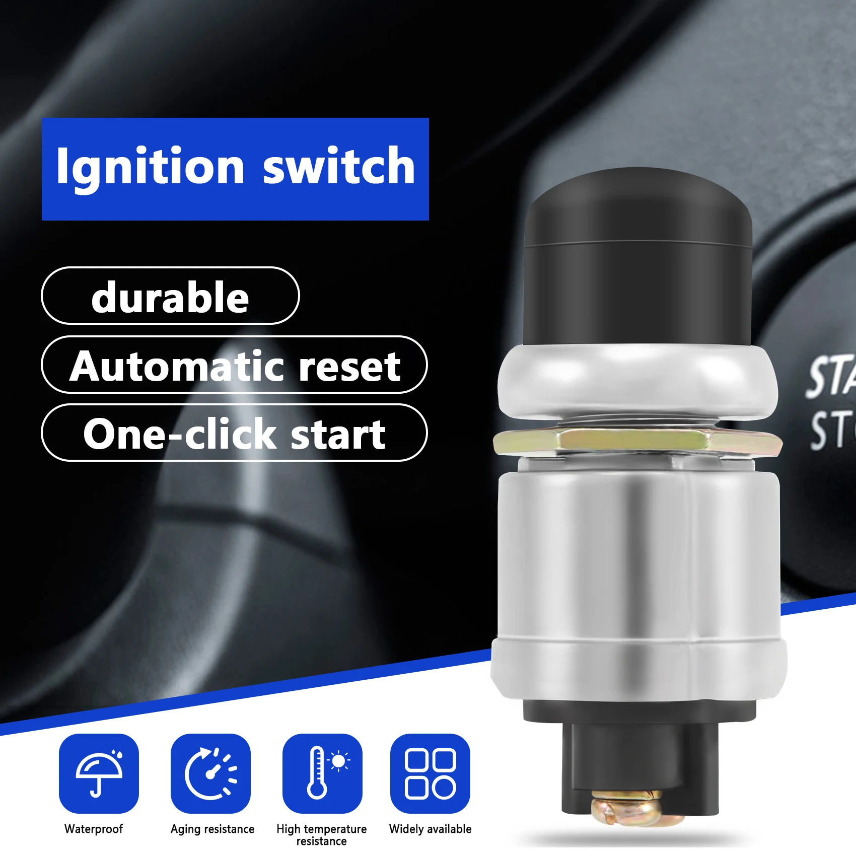 

AB98-12V 50A Водонепроницаемый переключатель с кнопкой для автомобилей, лодок, гусеничный звуковой сигнал, запуск двигателя, стартер