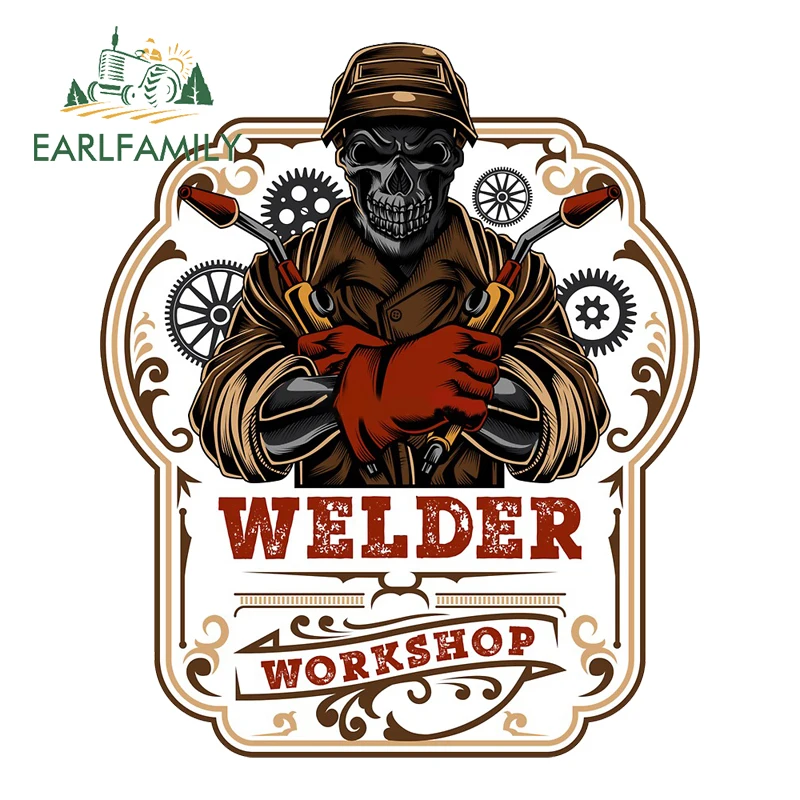 EARLFAMILY 13cm x 6.9cm for Welding Waterproof Car Stickers Caravan Motorcycle Laptop Decal Vinyl Car Accessoires Sunscreen