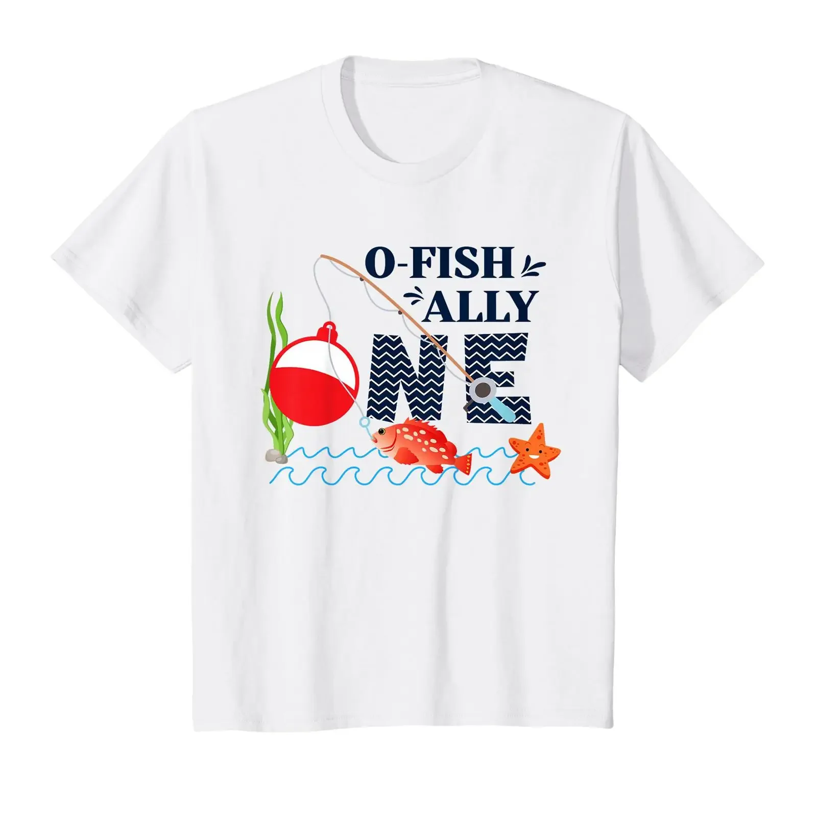 O Fish Ally One 1st First Birthday Party Outfit Fishing Boy T Shirt vintage Washed Stretched streetwear Unisex Breathable