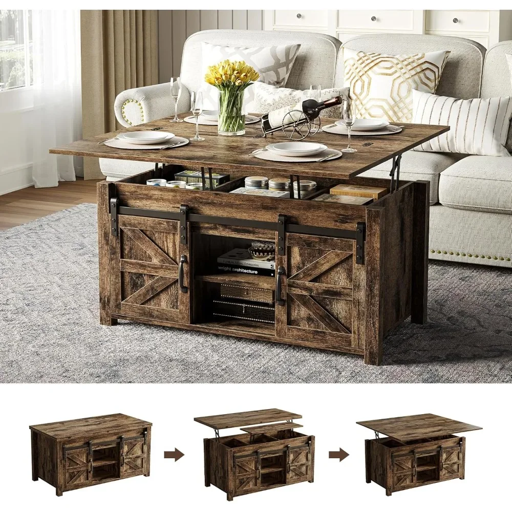 4 in 1 multi-functional convertible coffee table and hidden compartment, can realize the dining office back and forth switch