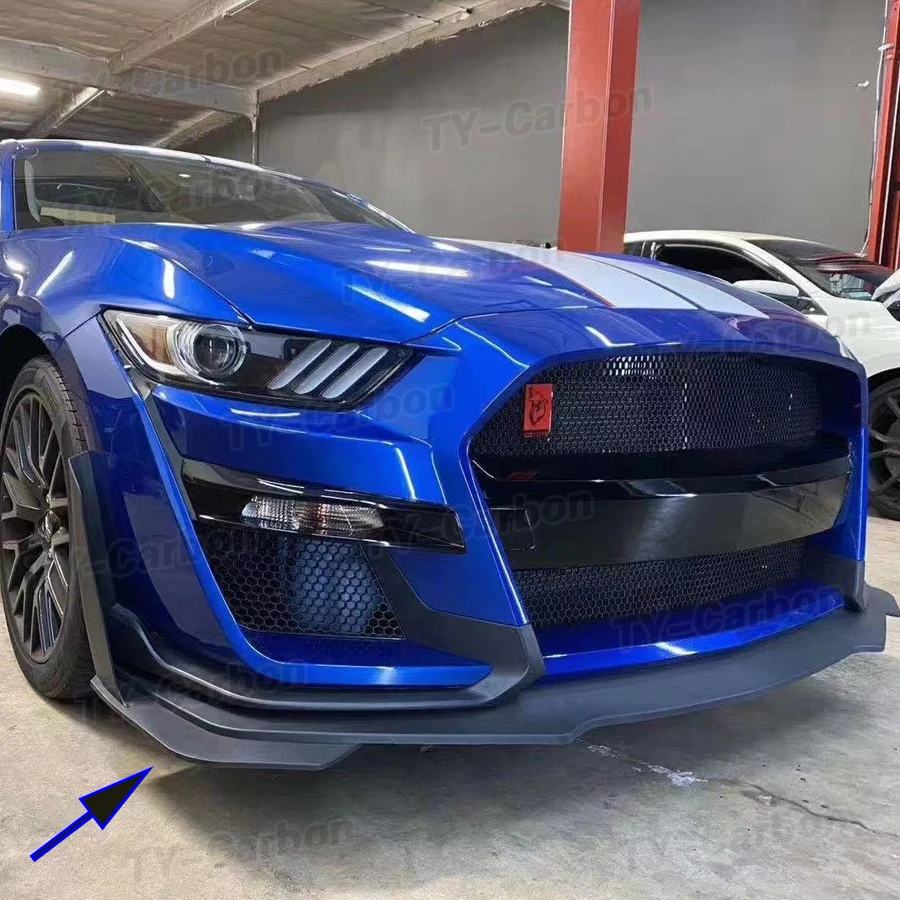 2015-2021 For Ford Mustang GT500 Style Front Bumper Lip Corner Spoiler Winglet Splitters Matte Balck /Carbon Fiber