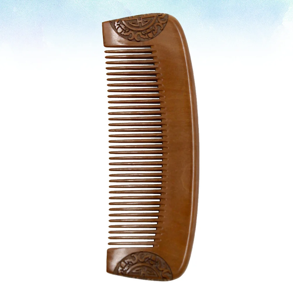 

Anti-Static Wooden Comb Coffee Color Unique Carving Pattern Hair Scalp Massage Comb for Women Girls Ladies Stimulate Blood