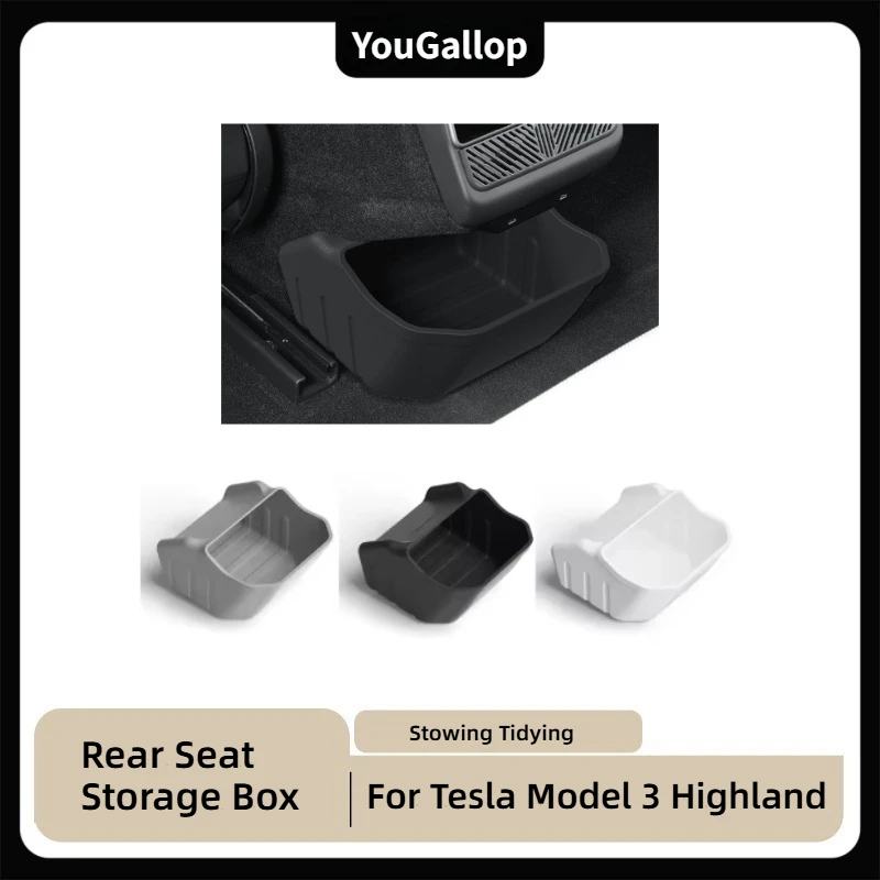 For Tesla Model 3 Highland 2025 Rear Seat Storage Box Below The Rear Air Outlet Rear Seat Organizer Tray Car Accessories 2024
