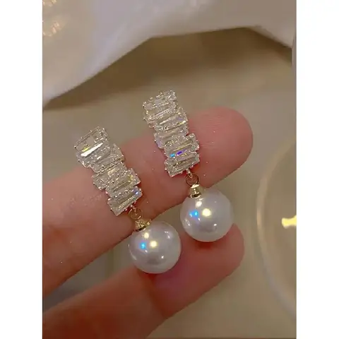Elegant Faux Pearl & Rhinestone Decorated Dangle Earrings, Fashion Jewelry for Party, Daily Clothing Decor, Trendy All-match & E