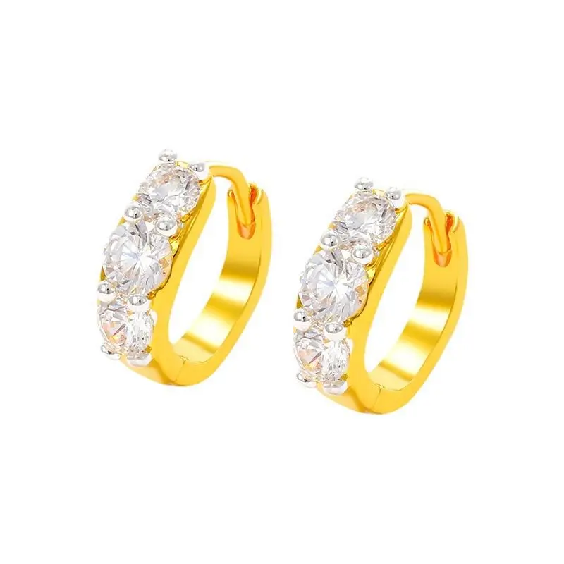 Wholesale--- XP Small 10 mm Zircon Hoop Earrings for Women Fashion Jewelry Mix 2 Gold Plated