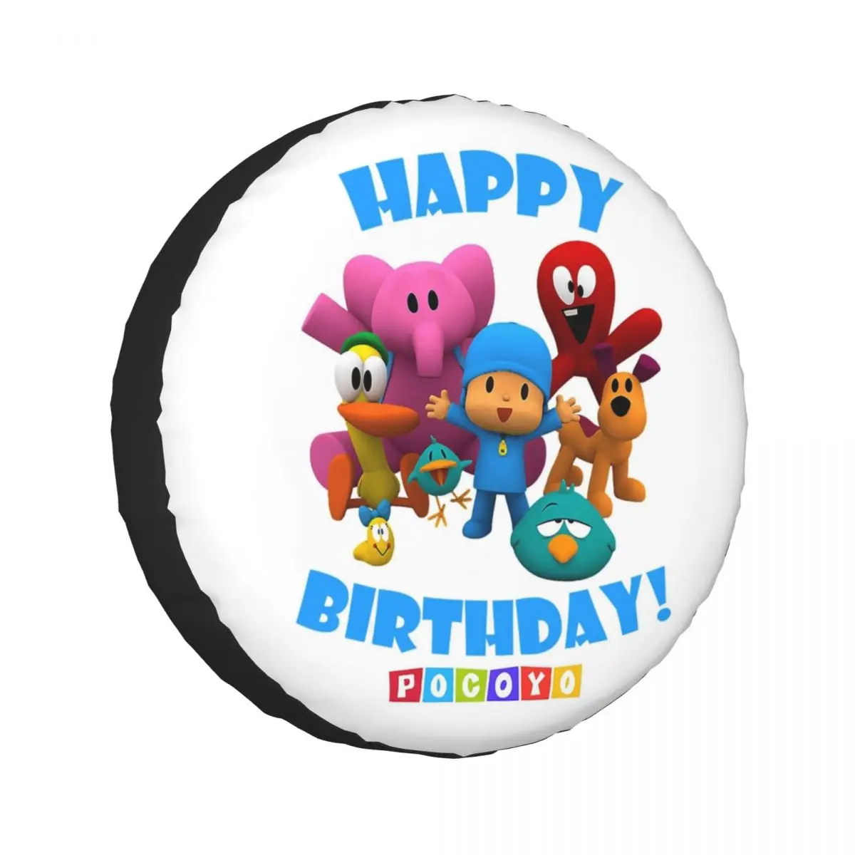 Custom Happy Birthday Boy-Girl-Pocoyo! Spare Tire Cover for Car Trailer 4x4 Wheel Protector Covers 14" 15" 16" 17" Inch