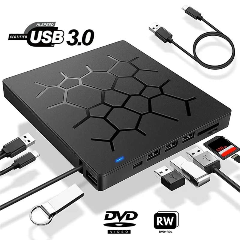 AS95-6 в 1, DVD-привод, плеер USB 3.0 Type-C с оптическими приводами SD/TF и USB3.0 для ноутбука