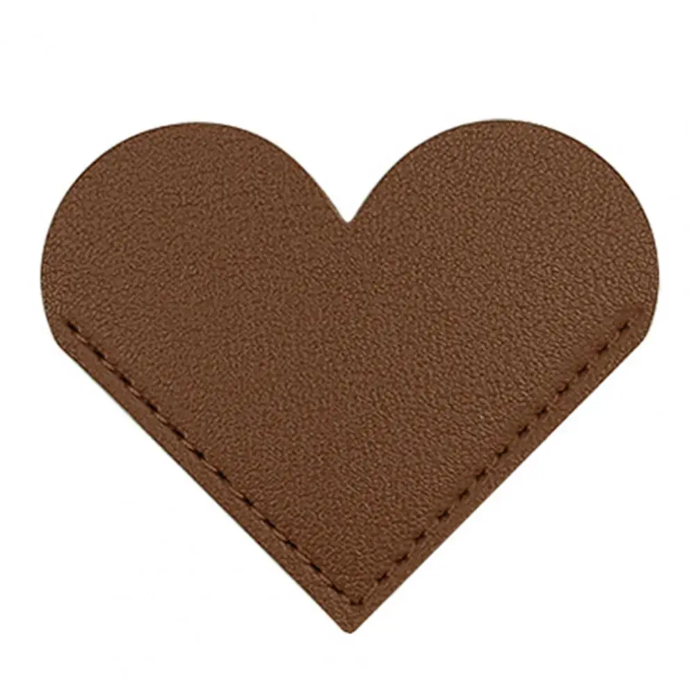 Mudah untuk dibersihkan Bookmark buatan tangan bentuk hati kulit imitasi Bookmark untuk buku catatan membaca Set 2 cetak label Logo