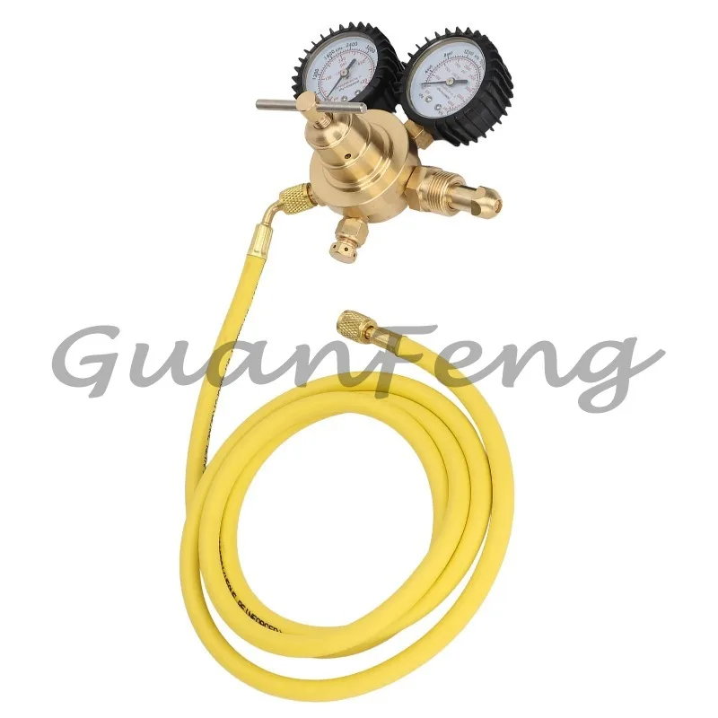 System Nitrogen Stress Testing Kit, Nitrogen Regulator with Pressure Gauge, Brass Inlet-outlet Fitting and 200cm Hose