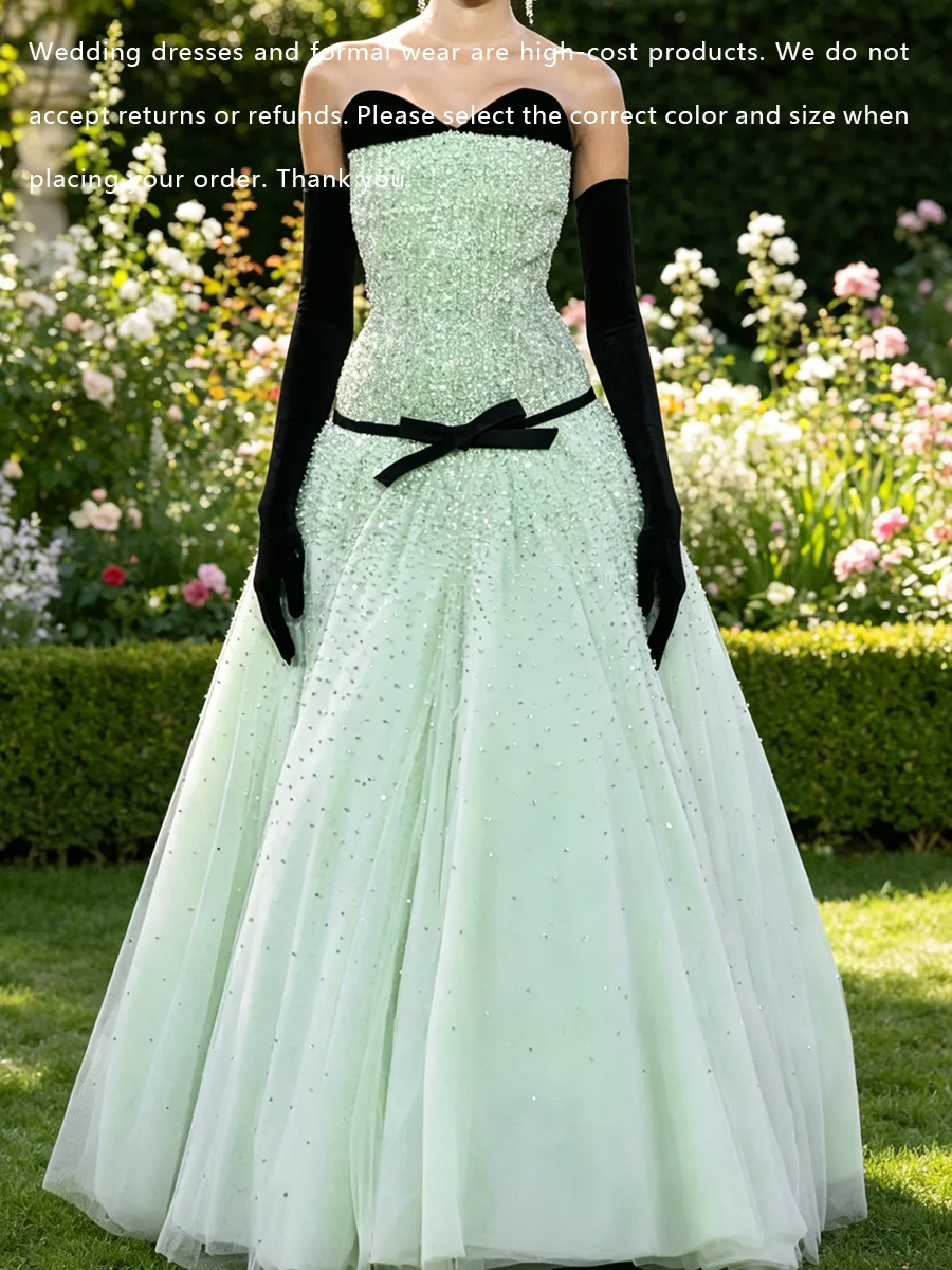 Elegant Candy Color Sequined Beads Sleeveless Sashes A-Line Formal Evening Dresses Birthday Party Prom Gowns Customized