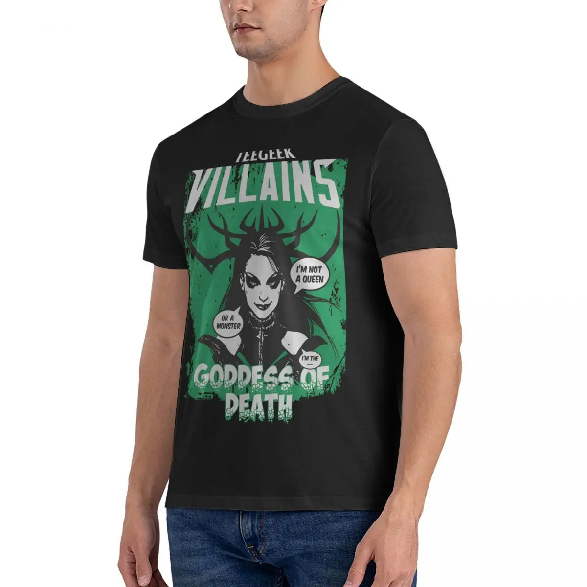 Teegeek Villain Hela T Shirts Marvel The Avengers Vintage Tee Shirt Short Sleeve Round Collar T-Shirts Cotton Graphic Clothes