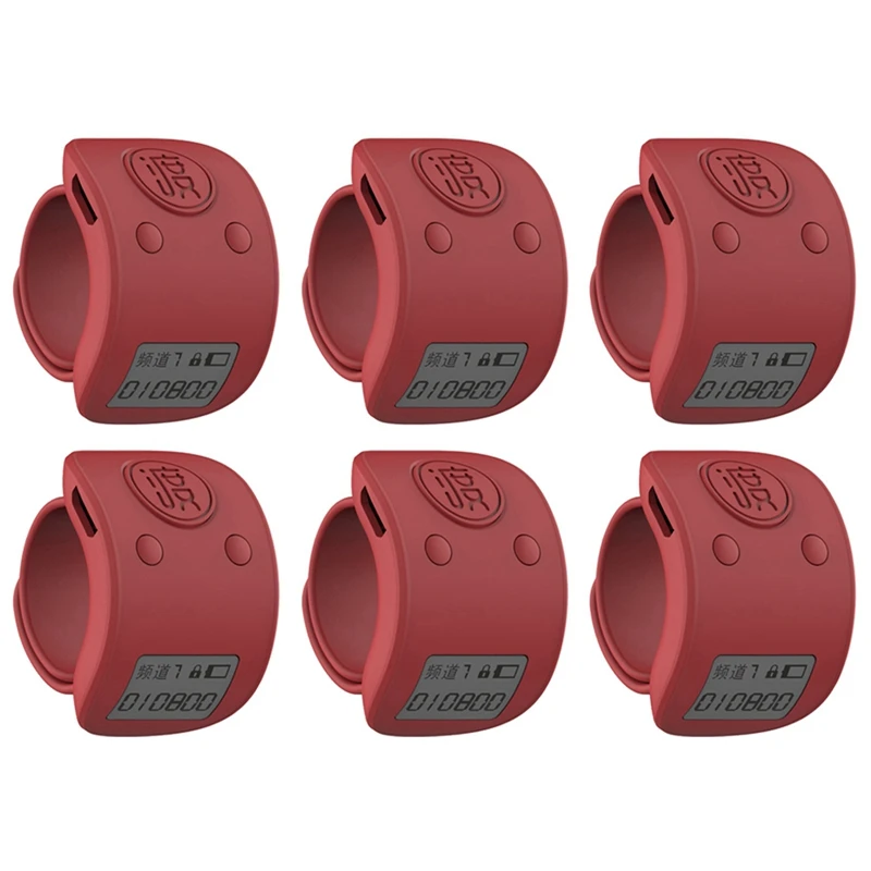 

Promotion! 6X Mini Digital LCD Electronic Finger Ring Hand Tally Counter 6 Digit Rechargeable Counters Clicker-Red