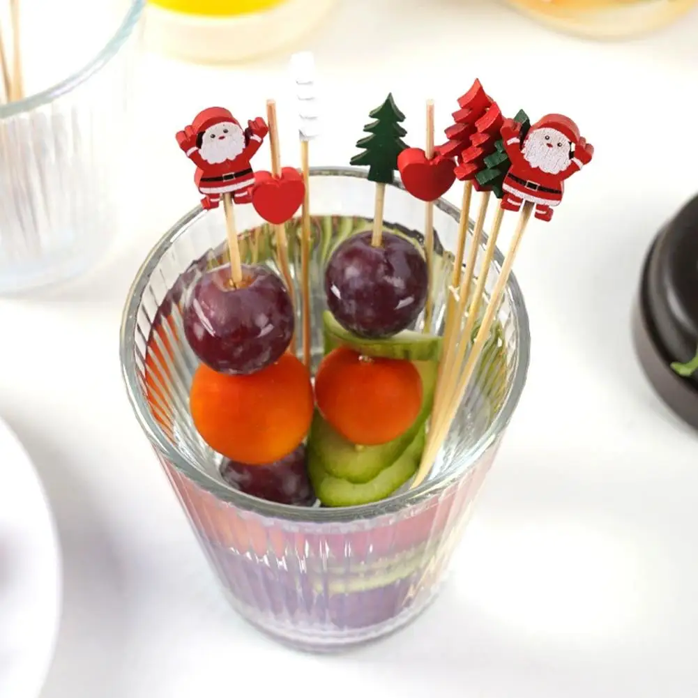 Brochettes de noël en bambou, 100 pièces, choix de Cocktail, décoration de Cupcake, cure-dents jetables pour aliments, Dessert, bâtons de fruits, fournitures de fête
