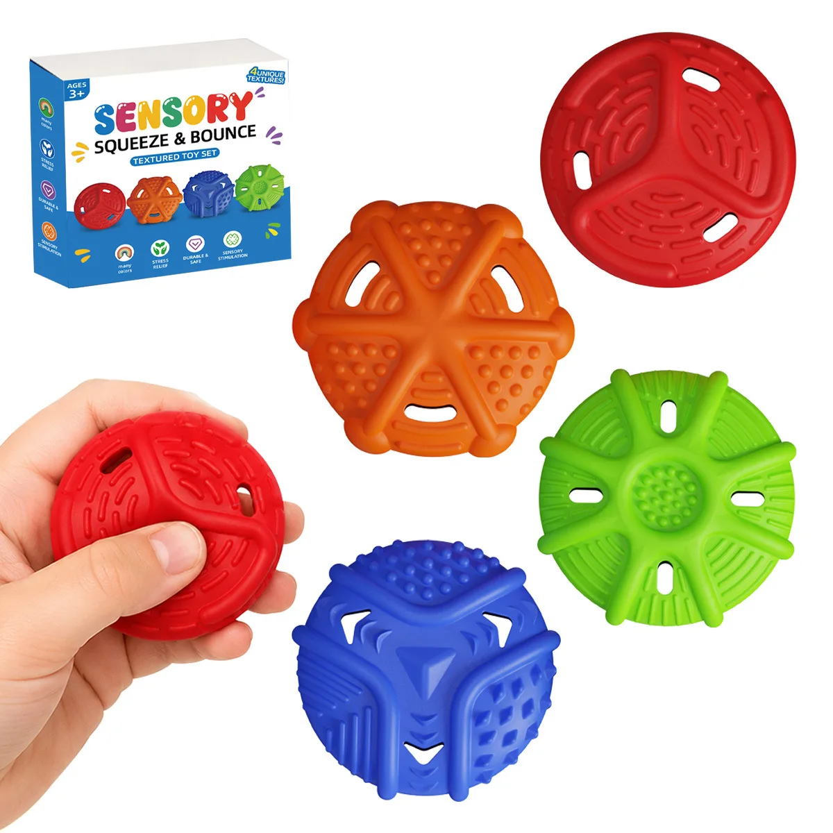 4 Pack Silicone Sensory Fidget Toys Press Rebound Toys Anxiety Relief Sensory Toy Fun Gift