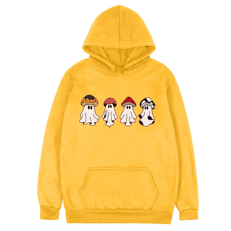 Ghost Hoodies Mushroom Funny Fall Sweatshirt Halloween Hoodies Women Halloween Spooky Season Winter Clothes m