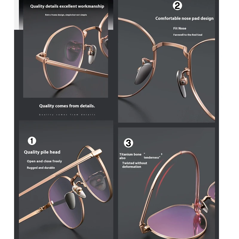 KIZN التيتانيوم النقي الرجال النساء قصر النظر النظارات الإطار خمر النظارات الطبية البصرية كبيرة خفيفة النظارات -0.50