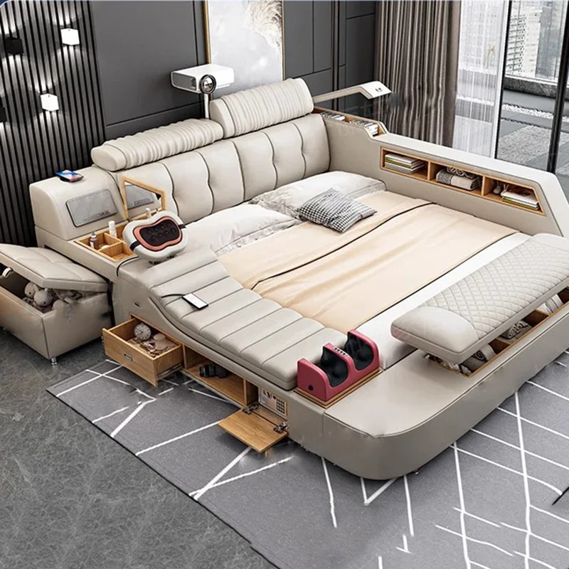 Master High End Double Bed Multi Function Storage Simple Tatami Double Bed Bedroom Large Camas Moderrnas Inteligentes Furniture