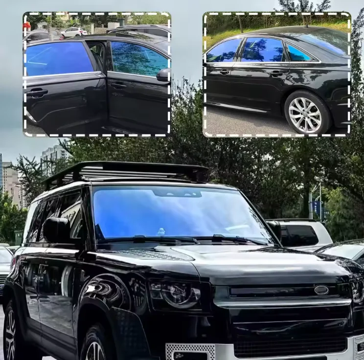 Anti Yellowing Anti Scratch Chameleon Blue PET Car Window Tint Color Changing Auto Film UV Blocking No Glue Residue