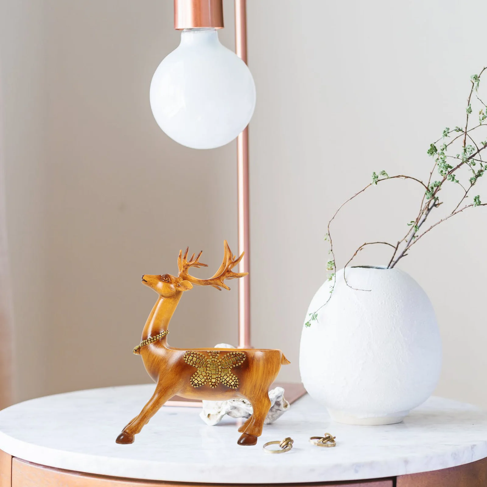 Deer Shaped Resin Storage Box Key Organizer Sundries Container Home Office Decoration Resin Deer Statue Sundries Organizer Box