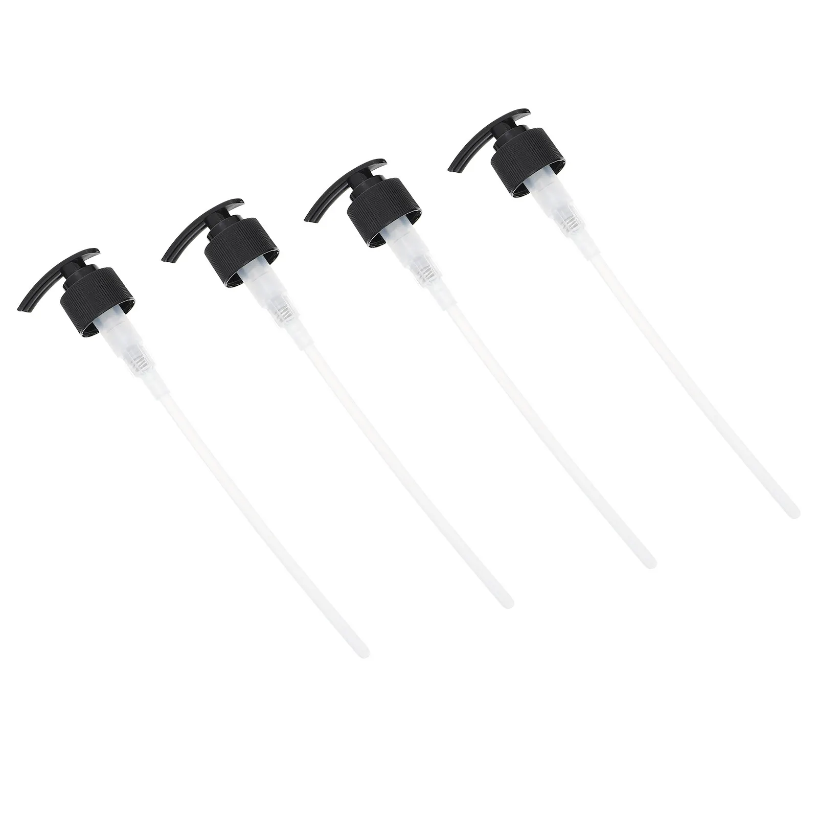 4Pcs Premium Plastic Press Pump Heads 28Mm Black for Liquid Soap Lotion Emulsion Reusable Bottles Long Nozzle Kitchen Bathroom