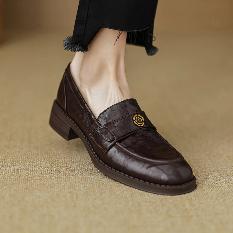 Woman Loafers Round Toe Flats Sheepskin Slip On Women Flats Simple Style Daily Shoes Lady Footwear Spring Autumn Women Flats