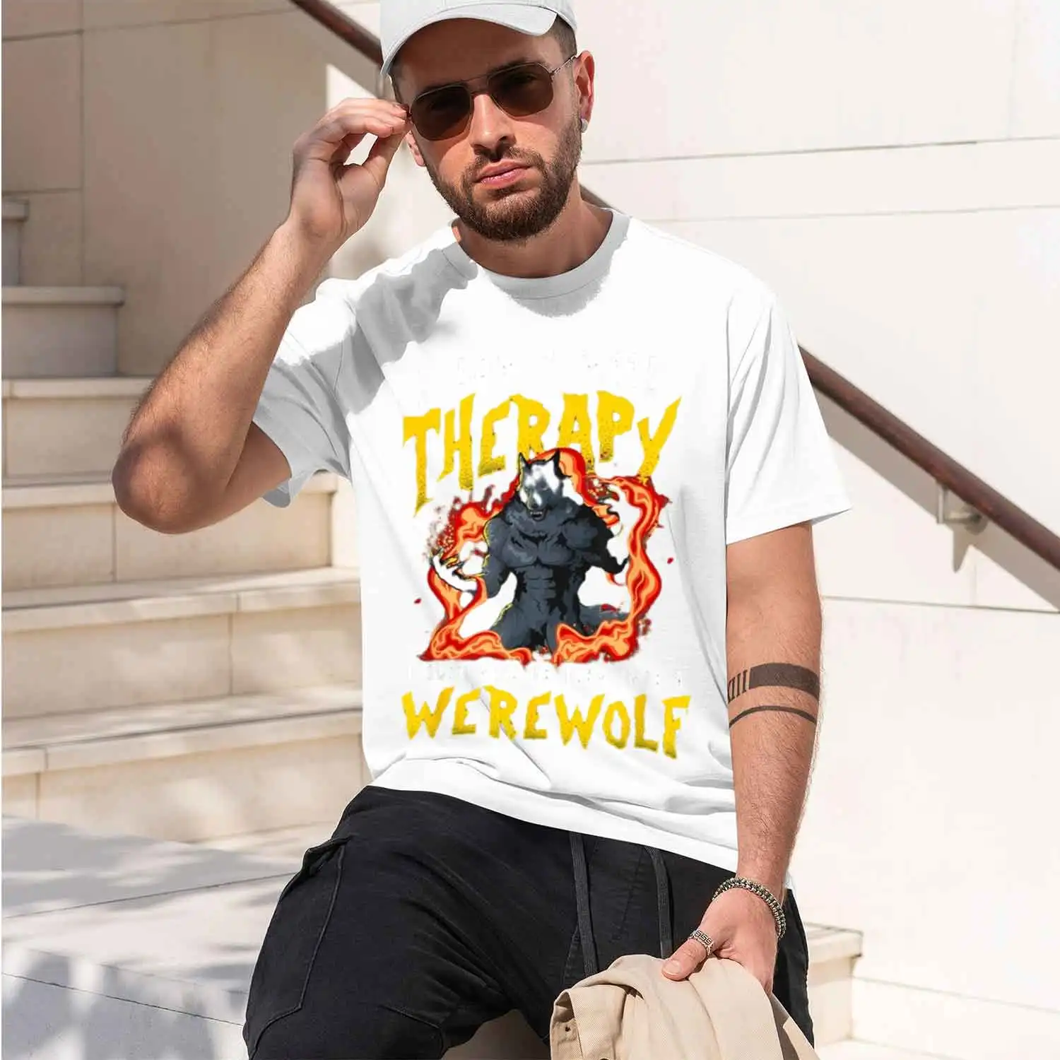 I Not Need Thery Halloween Lycanthrope Turning Were d T Shirt Men's Streetwear Washed Shirts 2026 New Model Short-sleeve crewnec