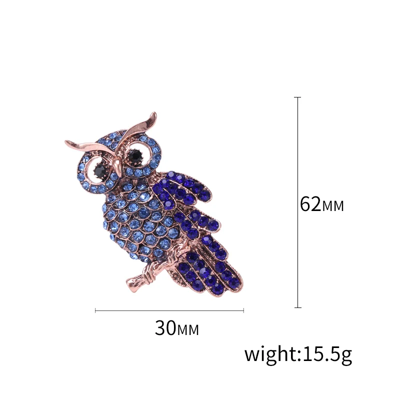 Vintage Rhinestone Owl Brooches for Women Unisex Bird Pins 2-color Available Casual Party Accessories Gifts