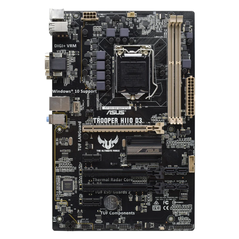 Asus H110 Motherboard TROOPER H110 D3 LGA 1151 DDR3 32GB PCI-E 3.0 Core i3-6100 6500 7400 6400 7600 7700 G4500 cpu ATX