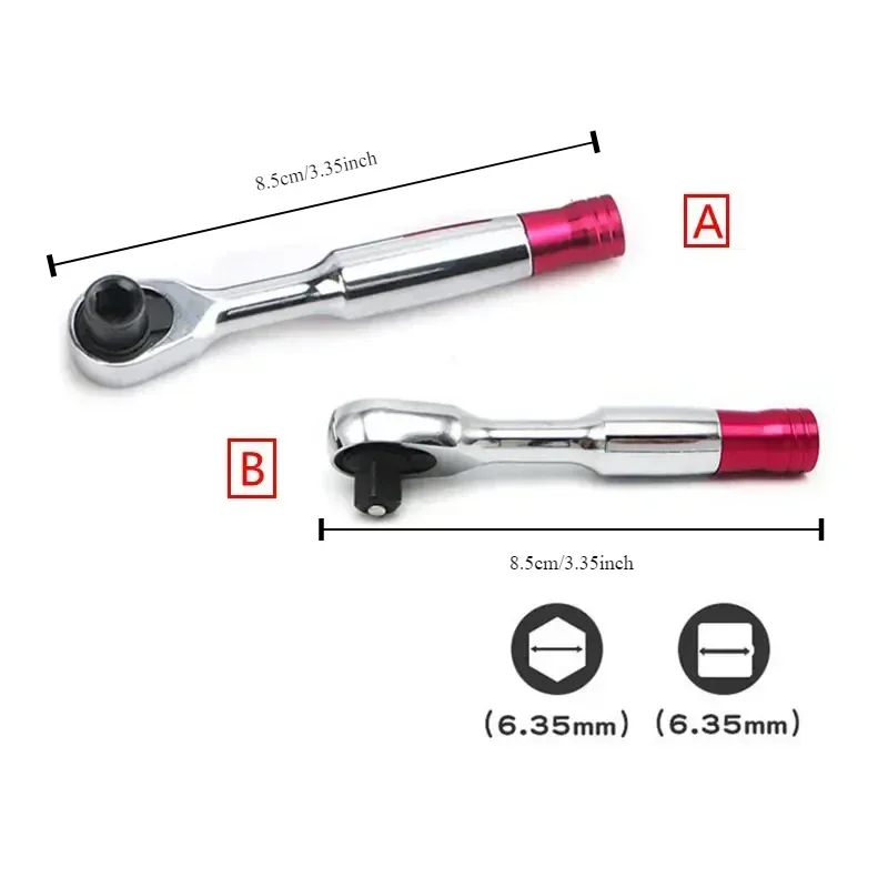 Mini 1/4 Snelstopcontact 72 Tanden Ratel Sleutel Roer Schroevendraaier Bit Gereedschap + Zeskant Socket Voor Houtbewerking